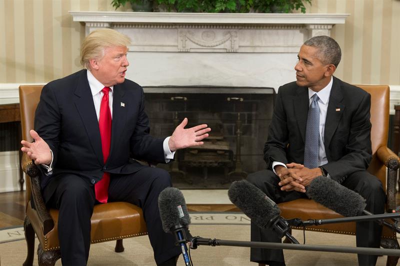 La secuencia de imágenes del encuentro entre Obama y Trump en la Casa ...