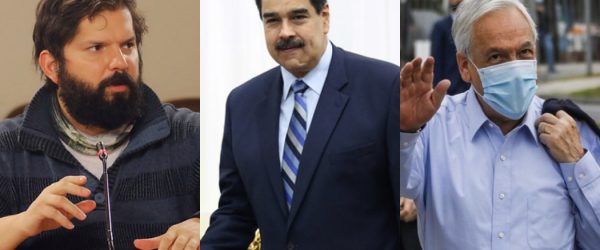 Fotomontaje de Gabriel Boric, Nicolás Maduro y Sebastián Piñera