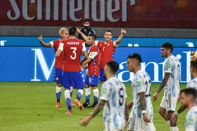Gol de Alexis Sanchez durante el partido valido para las Clasificatorias al Mundial de Qatar 2022, entre las selecciones nacionales de Argentina y Chile