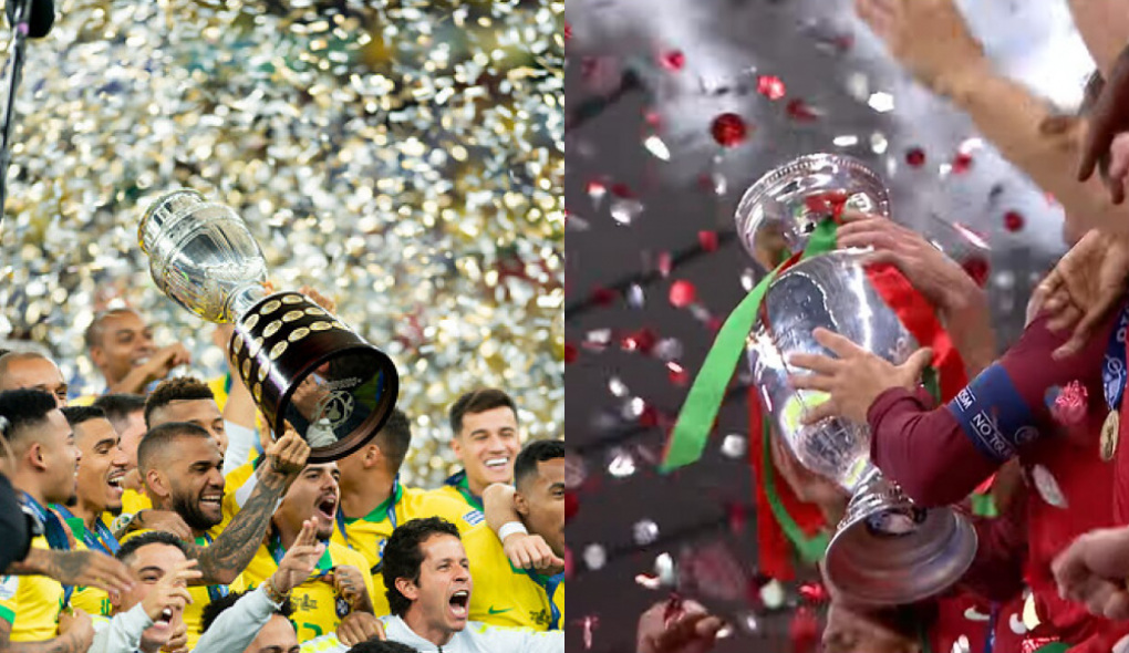 Trofeos de la Copa América y la Eurocopa