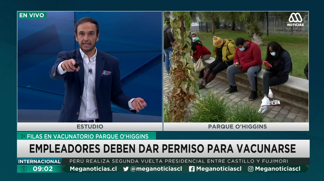 El periodista Rodrigo Sepúlveda en el noticiero de Mega