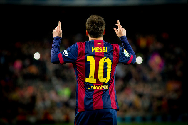 Lionel Messi , durante el partido valido por la fecha 30 de la Liga BBVA de España, entre FC Barcelona vs UD Almeria, jugado en el estadio Camp Nou.