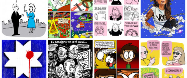 La imagen muestra a una serie de comics de ilustradores chilenos
