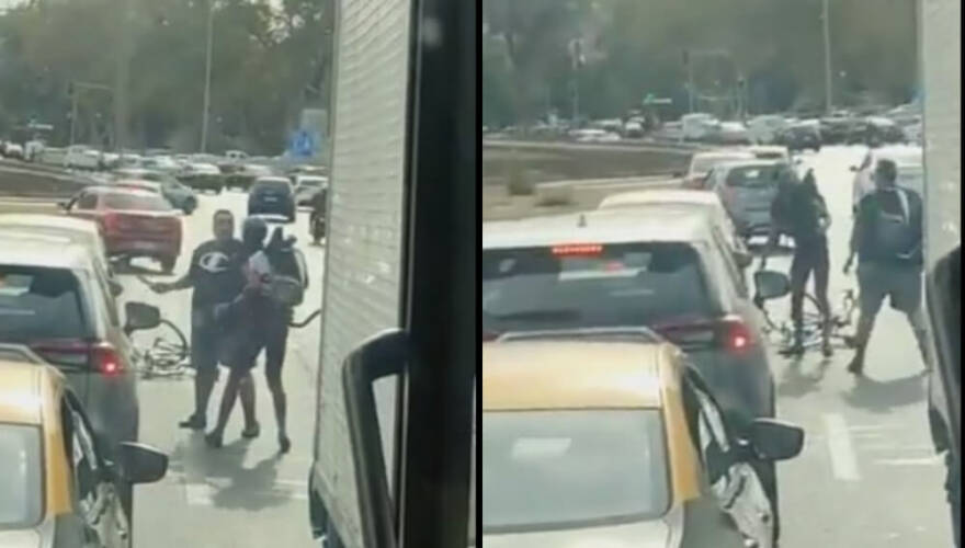 Se acercó a declarar y quedó libre: apareció taxista que atacó con un cuchillo a ciclista en violenta discusión