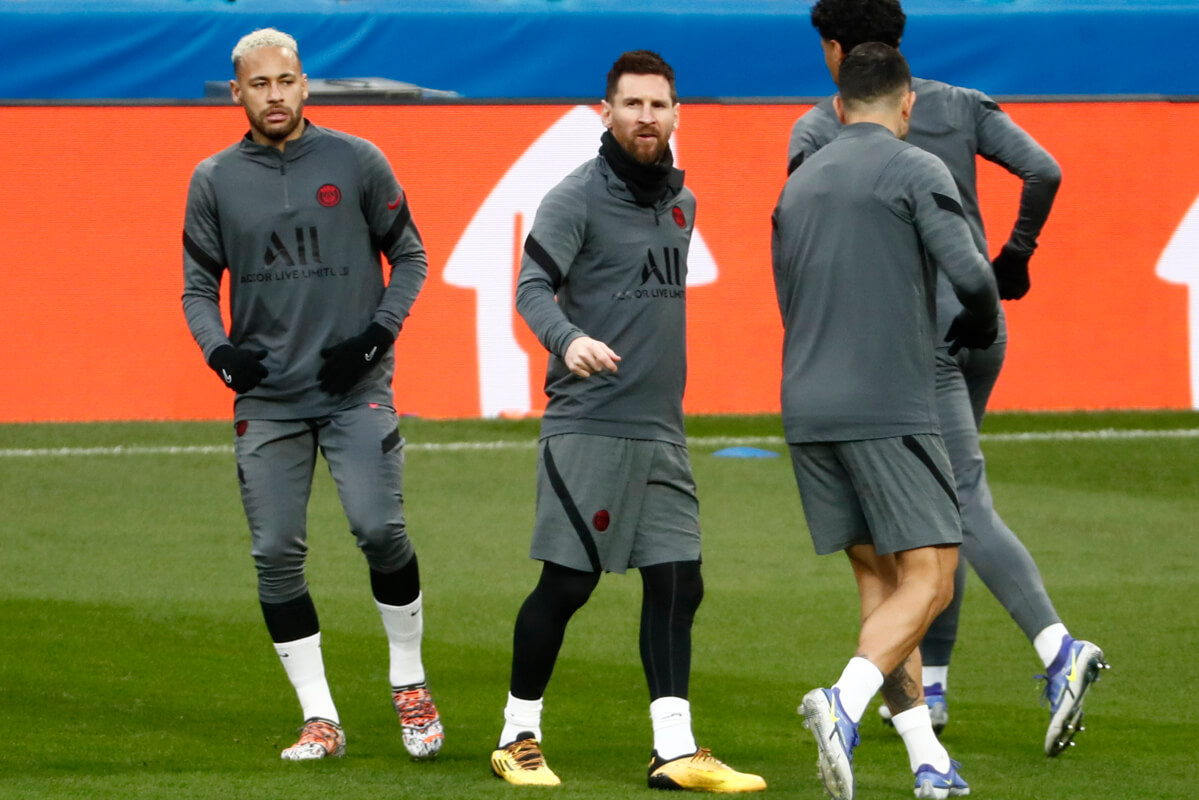 Leo Messy y Neymar jr en el entrenamiento|