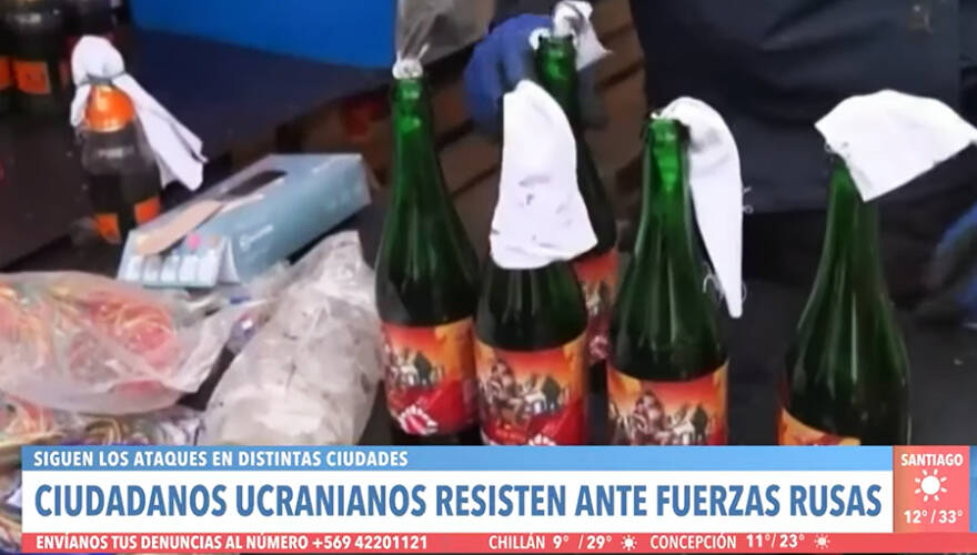 Ola de críticas por cobertura de TV chilena que "romantiza" uso de bombas molotov en Ucrania