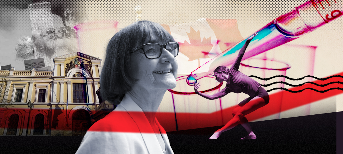 La imagen es un collage de Rosa Devés con varios de los símbolos de su historia