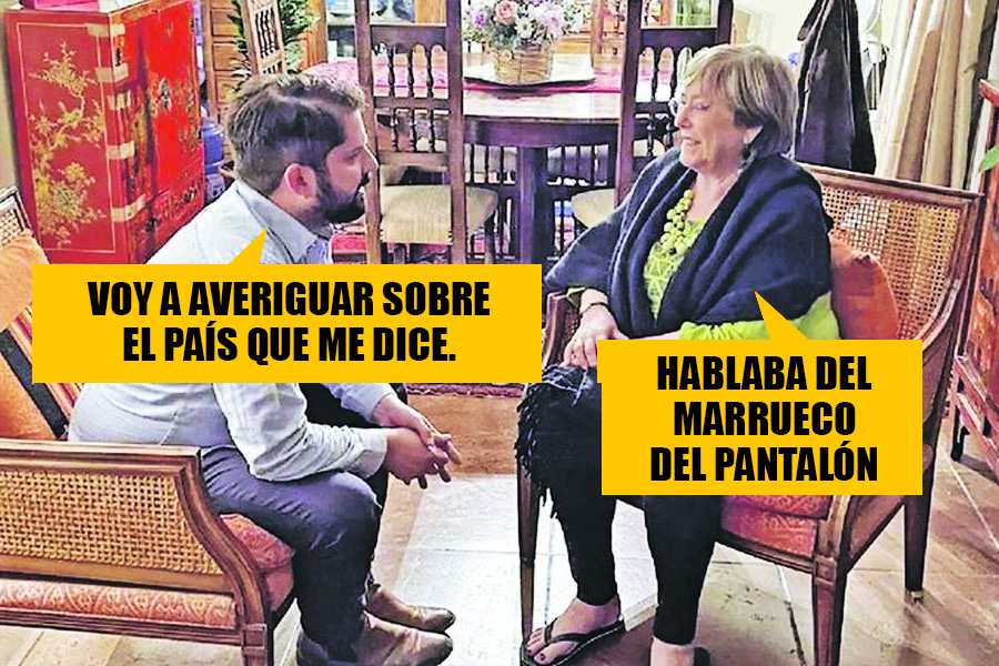 HUMOR. ¡Fotos exclusivas de la reunión entre Boric y Bachelet!