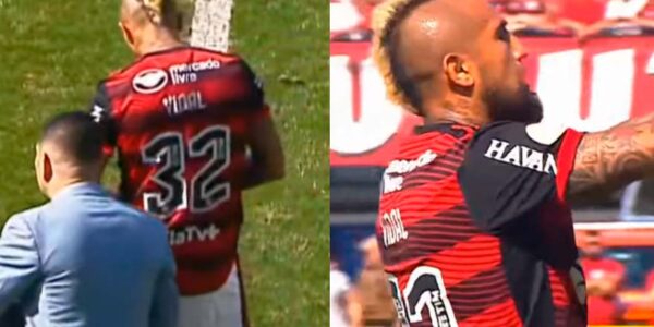 VIDEO. El quite de Vidal en su debut por Flamengo que terminó en gol