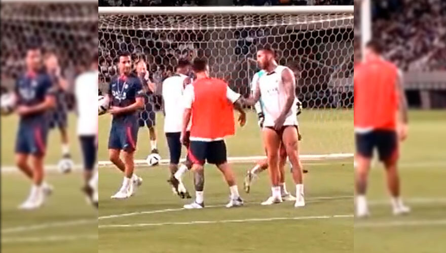 VIDEOS. Filtran áspero cruce de Messi y Sergio Ramos en entrenamiento