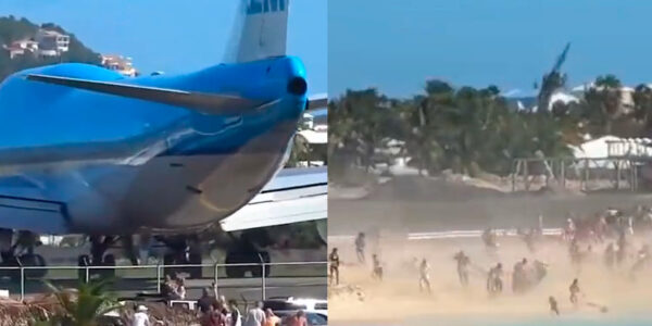 VIDEO. Boeing 747 empujó a decena de personas en playa