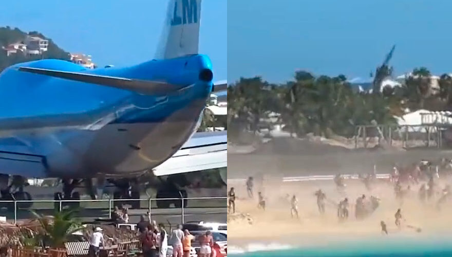 VIDEO. Boeing 747 empujó a decena de personas en playa