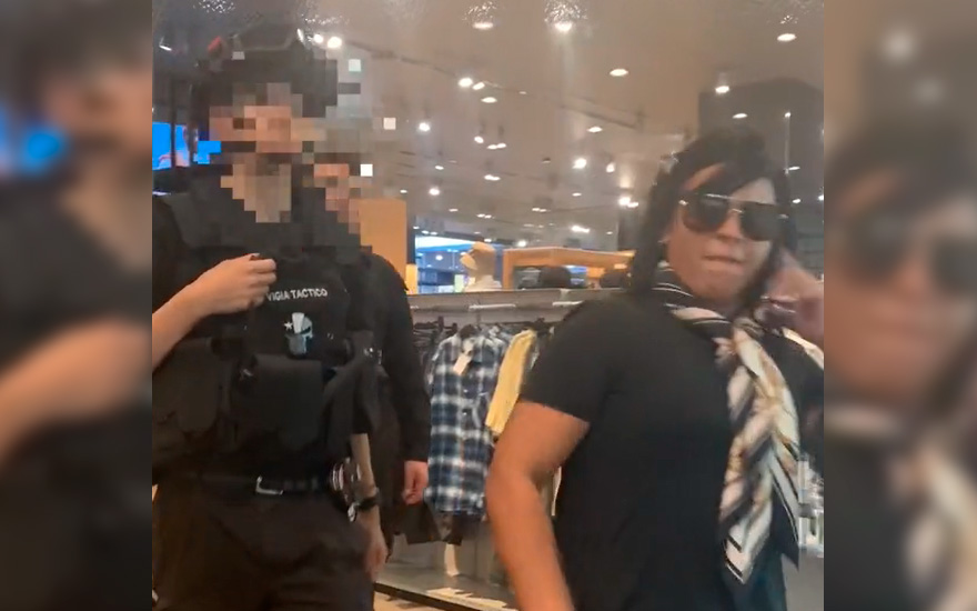 La violenta reacción de mechera en mall de Santiago en video