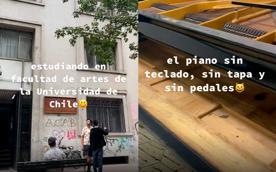 Estudiante enseña mal estado de Facultad de Artes de U de Chile