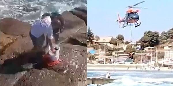 El impresionante rescate en playa Quintero: usaron helicóptero