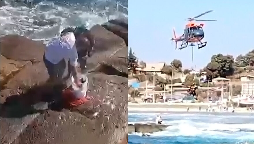 El impresionante rescate en playa Quintero: usaron helicóptero