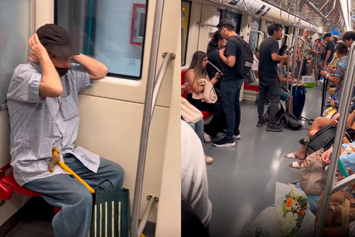 Registro muestra reacción de adulto mayor por música en Metro