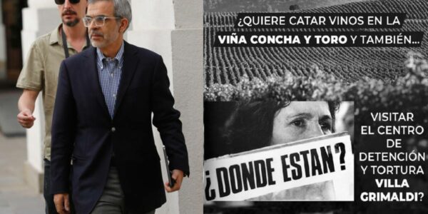 Ministro de Justicia Luis Cordero y afiche sobre Villa Grimaldi