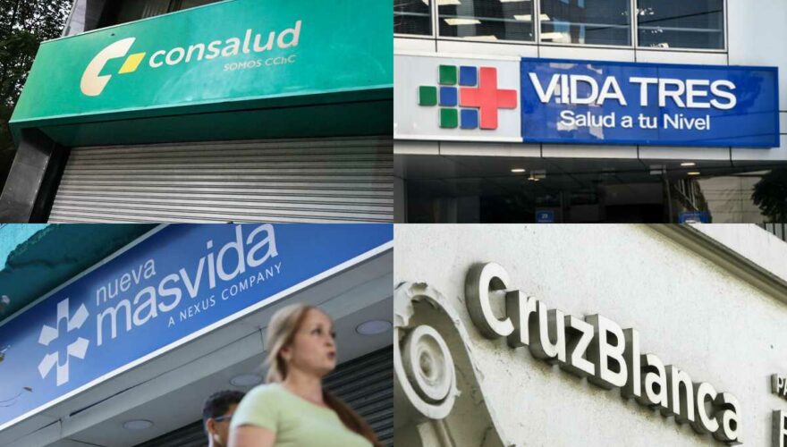 Fotos de sucursales de isapres Consalud, Vida Tres, Masvida y Cruz Blanca, las cuales están en una crisis y podrían cerrar pronto.