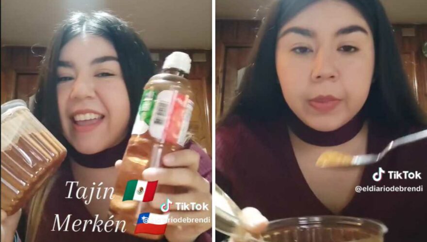 Mexicana en Chile es viral por comerse el merkén a cucharadas