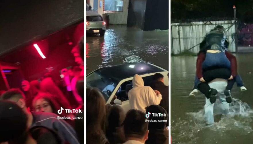 Estacionamiento de disco en Concepción se inundo tras lluvia y clientes salieron "al apa"