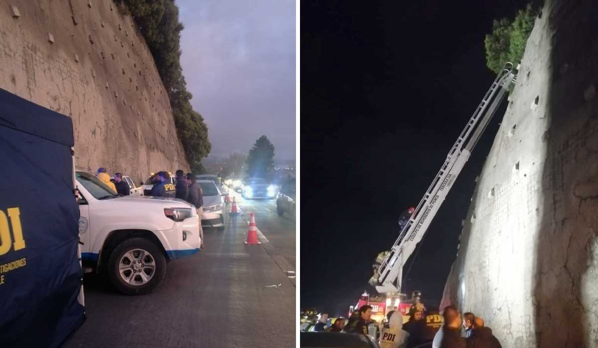 PDI en la ladera de un cerro en Lirquén, en la region del Bío Bío donde se encontraron restos de una mujer