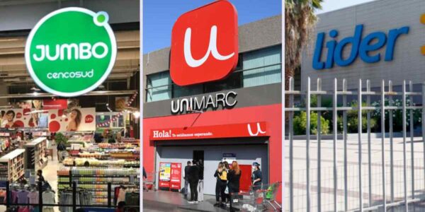 Frontis de supermercados Jumbo, Líder y Unimarc