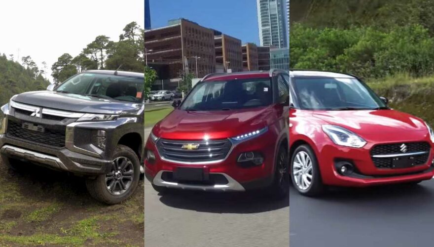 Autos de las marcas Mitsubishi, Chevrolet y Suzuki