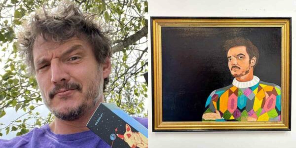 Pintura con la cara del actor chileno Pedro Pascal
