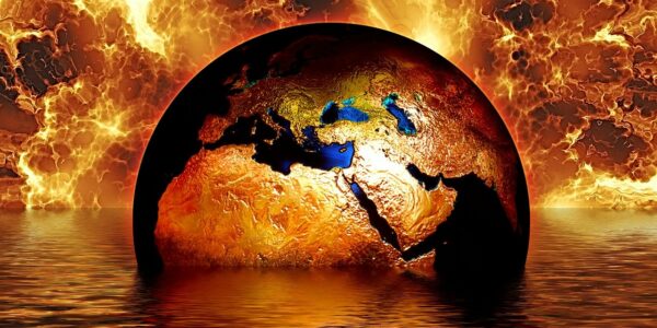 La Tierra ardiendo en el fin del Mundo según inteligencia artificial.