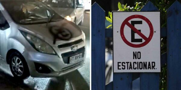 auto mal estacionado vandalizado en Antofagasta