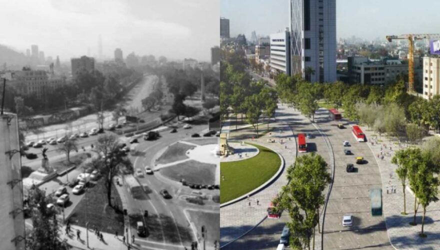 La Plaza Italia antes y después del proyecto Nueva Alameda de Santiago