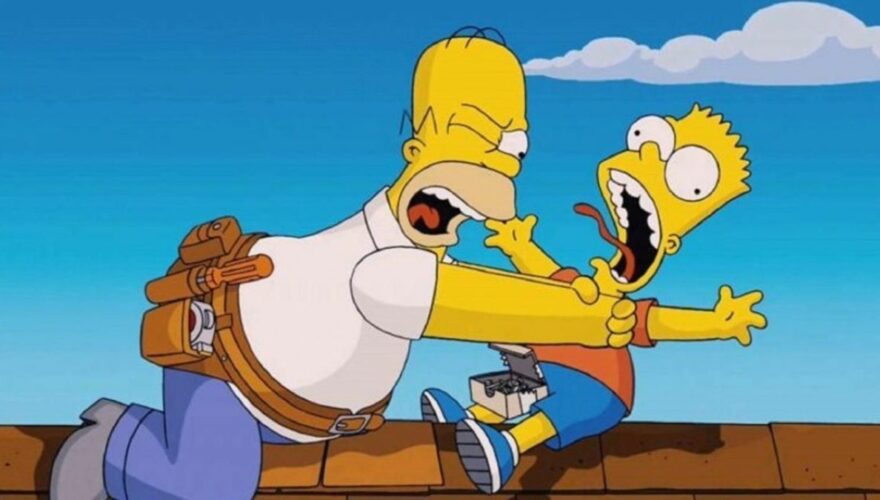Homero estrangulando a Bart en Los Simpson