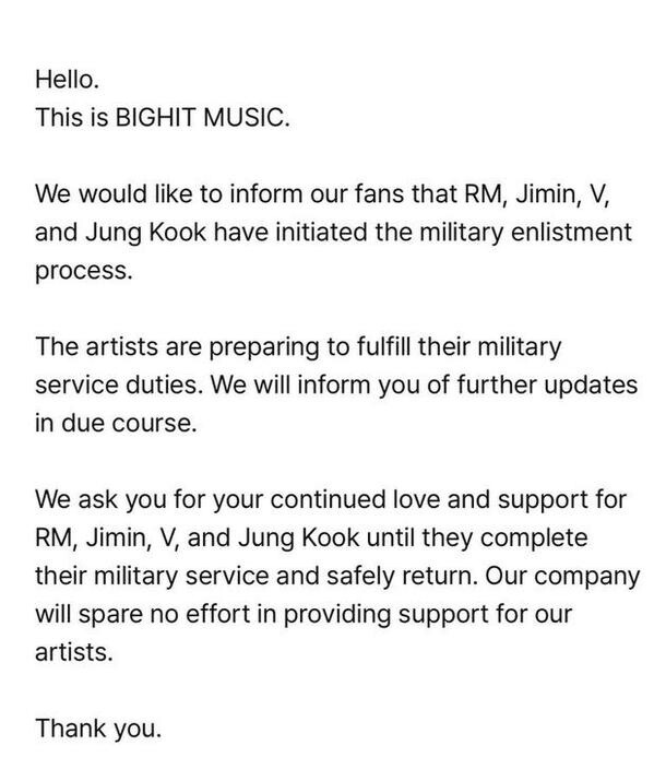 Miembros de BTS harán el servicio militar