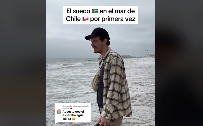 VIRAL. "Es más frío que en Suecia": la reacción de un sueco al entrar al mar chileno