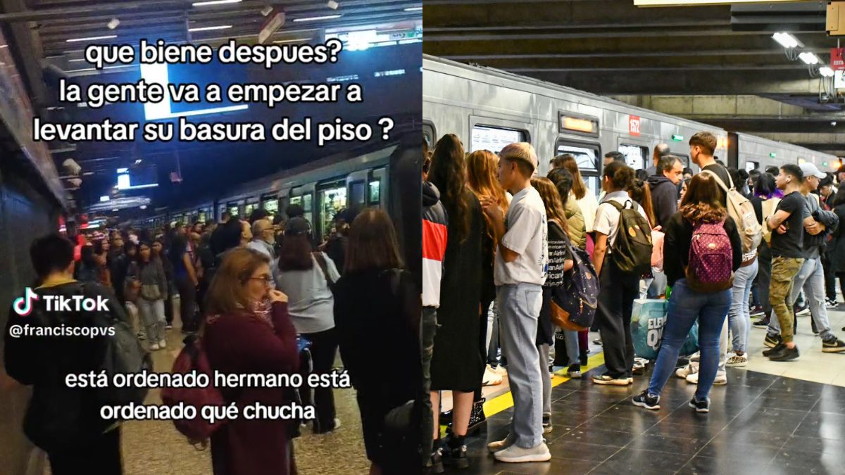 Hacen fila para subirse al Metro en hora punta
