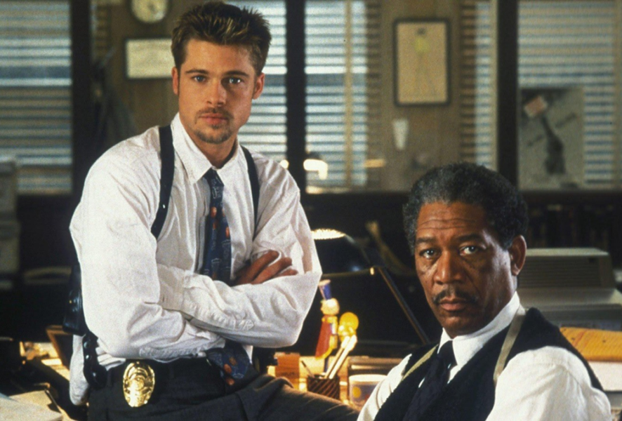 Brad Pitt y Morgan Freeman en "Seven"
