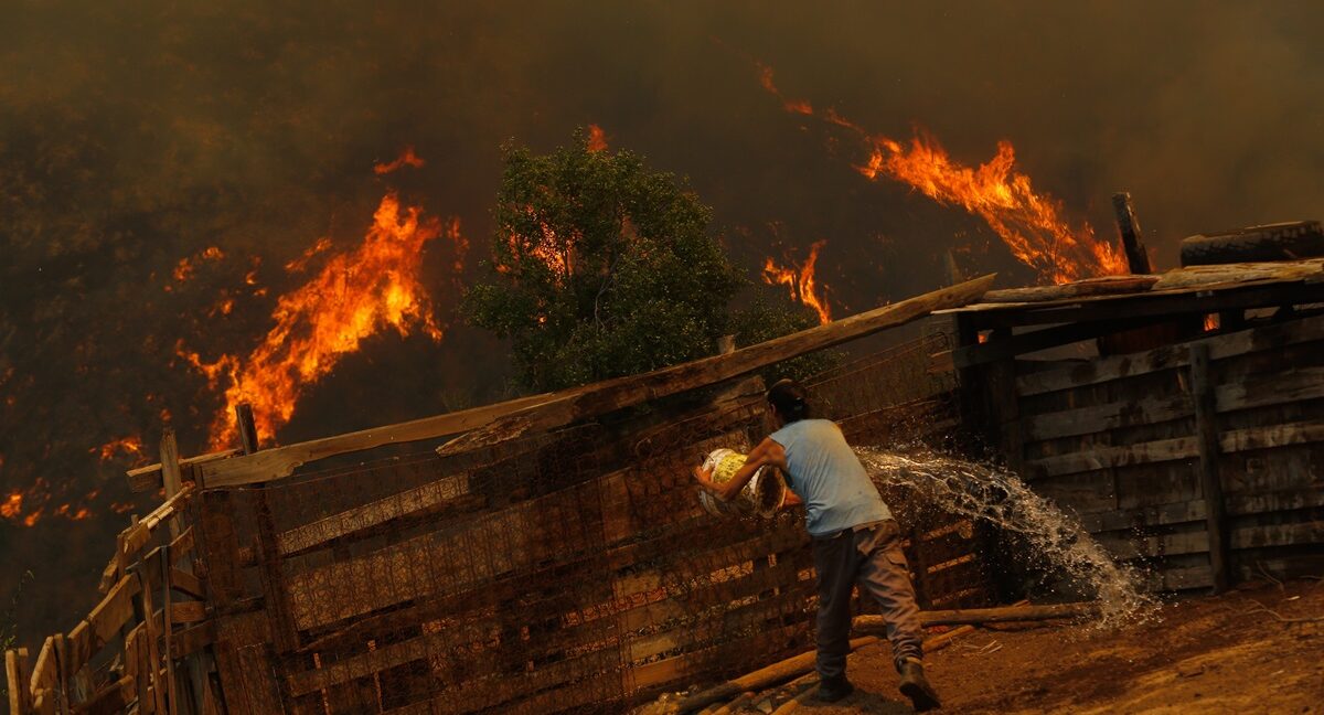Incendios forestales causan daños en el sector Las Rosas de Quilpué, casas destruidas por el fuego. Febrero de 2024 | Agencia UNO