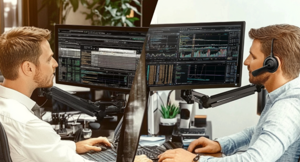Dos personas utilizando brokers.
