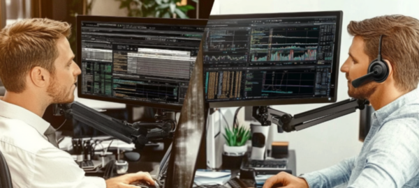 Dos personas utilizando brokers.