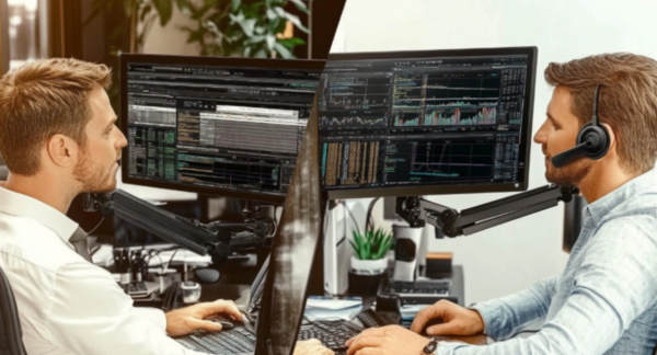 Dos personas utilizando brokers.