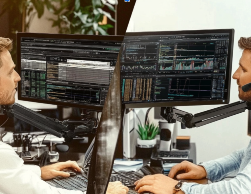 Dos personas utilizando brokers.