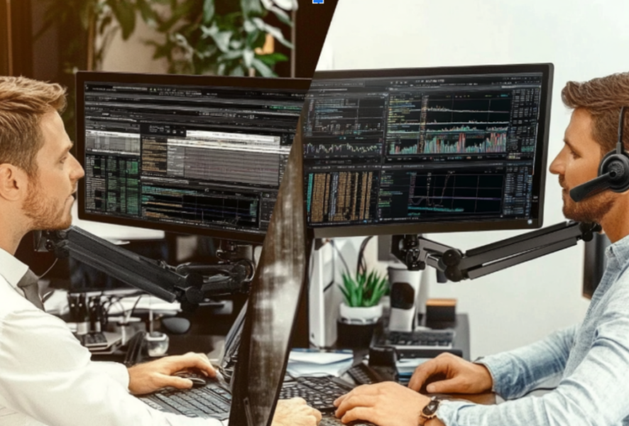 Dos personas utilizando brokers.