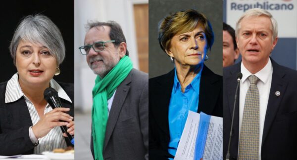 Jeannette Jara, Jaime Mulet, Evelyn Matthei y José Antonio Kast