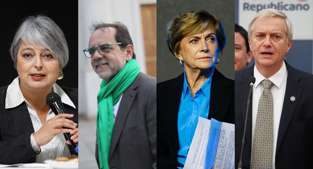 Jeannette Jara, Jaime Mulet, Evelyn Matthei y José Antonio Kast
