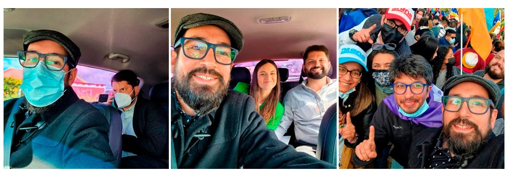 Mauricio Tapia, Irinia Karamanos y Gabriel Boric