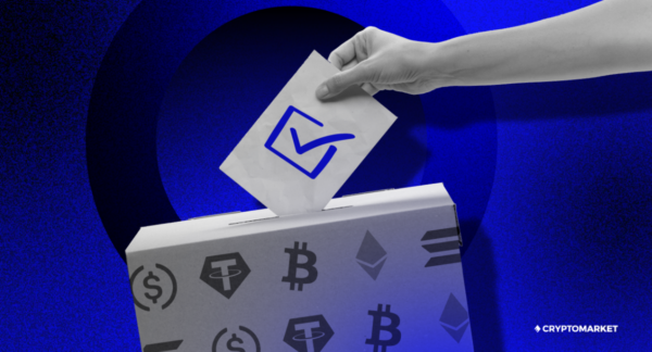 Foto de alguien votando por una campaña electoral que se financió con criptomonedas.