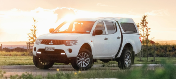 Una camioneta pick up en un prado.