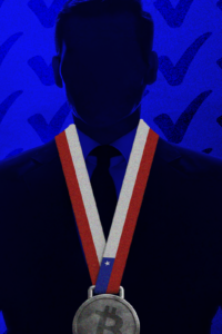 Foto de una criptomoneda como un candidato presidencial.