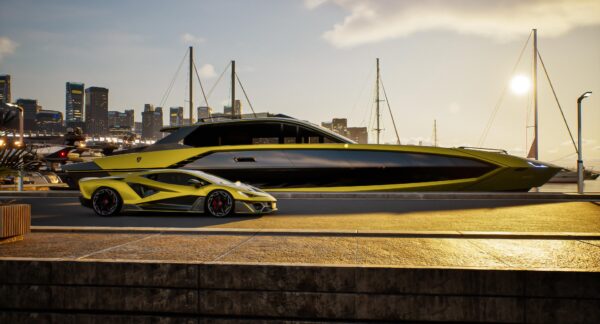 Embarcación de lujo Tecnomar for Lamborghini 101FT producto de la colaboración entre Lamborghini y The Italian Sea Group.